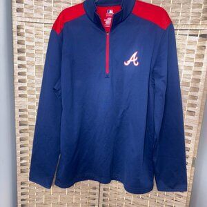MLB Genuine Merchandise Atlanta Braves Quarter-Zip Pullover Blue Red Chop On XL